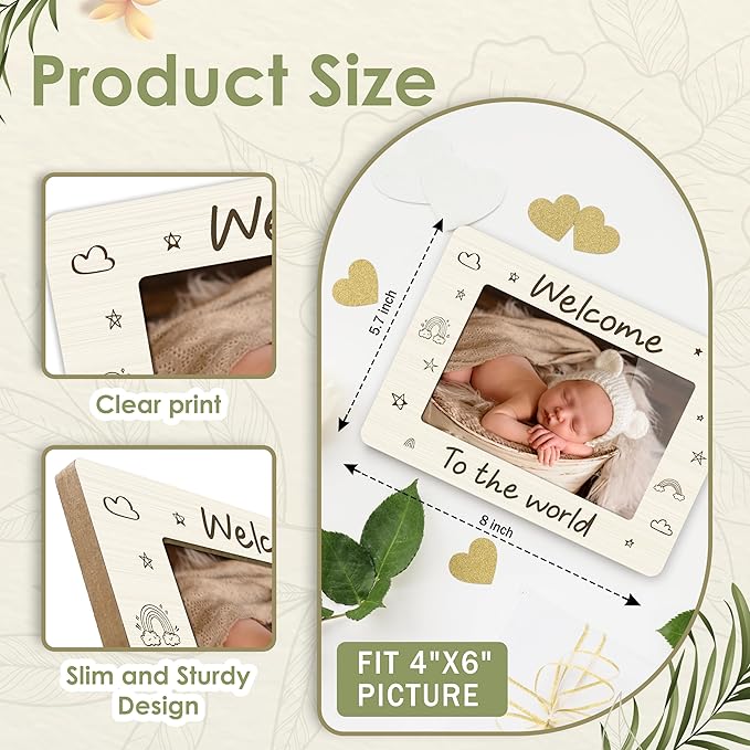 First Christmas Baby Picture Frame - Welcome to the World Gender Reveal Decorations and Baby Shower Gifts for New Mom Grandparent Newborn Nursery 4 X 6 Inch Picture Frame Decor - A01