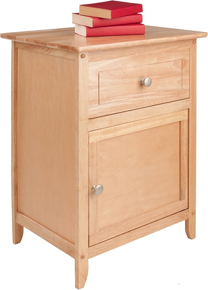 Multifunctional Wood End Table: Versatile Design, Natural Finish, Satin Nickel Knobs