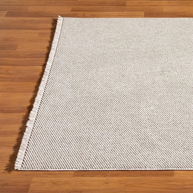 LUXE WEAVERS Solid Machine Woven Beige 2x8 Area Rug, Indoor Stain-Resistant Carpet