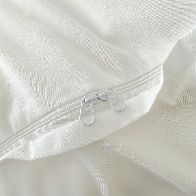 Ruffled Bedding Bow Duvet Cover Set with Butterfly Tie, Soft Brushed Microfiber Shabby Chic Bedding Set with Zipper Closure for Kids Girls-White,Twin