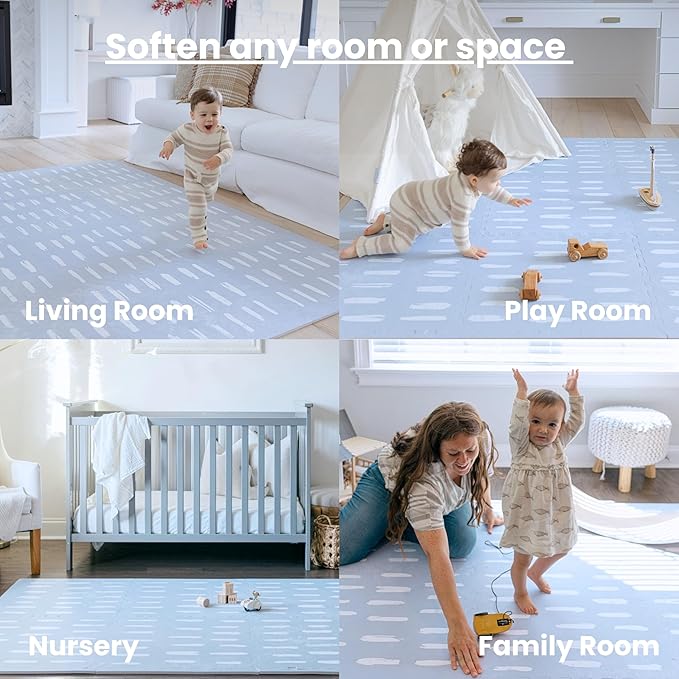 Baby Play Mat for Floor - Shoreline (4x6ft) - Premium EVA Foam Play Mat for Babies & Toddlers (Ages 0-5+) Non-Toxic Playmat for Tummy Time, Crawling & Playroom - Stylish & Comfortable