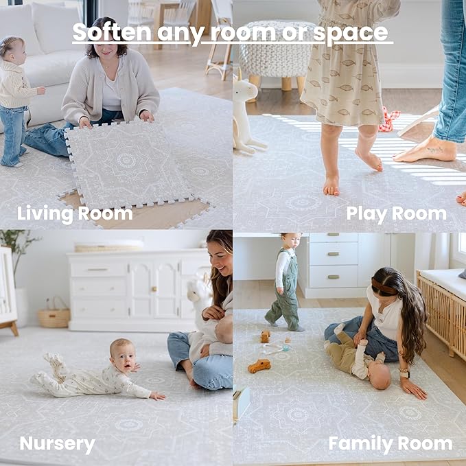 Baby Play Mat for Floor - Layla (6x8ft) - Premium EVA Foam Play Mat for Babies & Toddlers (Ages 0-5+) - Non-Toxic Playmat for Tummy Time, Crawling & Playroom - Stylish & Comfortable