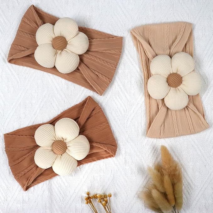 6 Pcs Baby Flower Headbands Baby Girls Nylon Headband Soft Hairbands Hair Accessories for Newborn Infant Toddler Kids