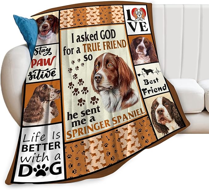 Springer Spaniel Dog Blanket Springer Spaniel Gifts and Decor Cute Dog Throw Blanket Dog Blanket for Girls Women Kids Adults Soft Warm Cozy Fleece Blanket for Couch Sofa Bed 50"x40"
