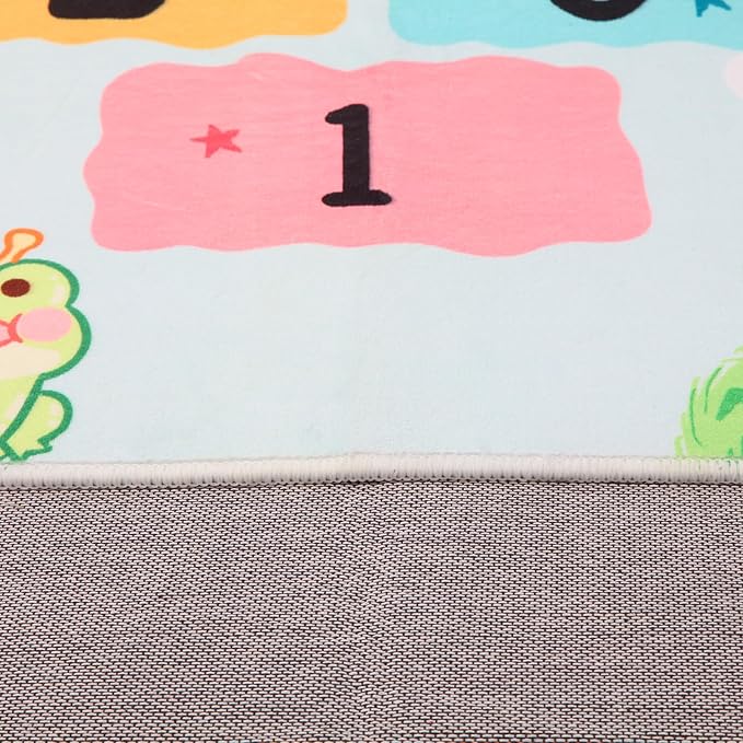 Cute Educational ABC Alphabets Hopscotch Rugs for Kids Room Playroom Bedroom, Chic Soft Hop & Count Numbers Learning Rug for Classroom, Washable Toddler Baby Nursery Carpet Rug 63"x31.5" Blue