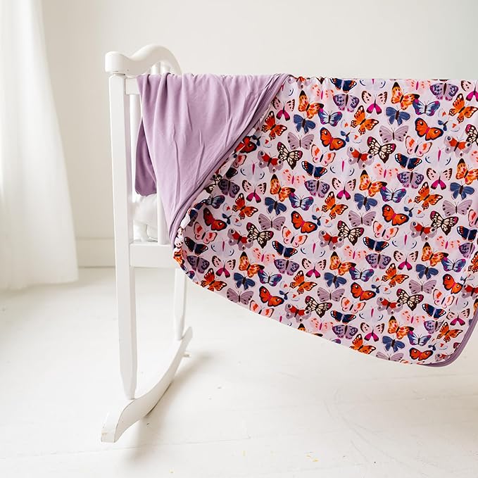 Little Sleepies Cloud Blanket, Soft Viscose from Bamboo Toddler & Baby Blanket for Boys & Girls, Lightweight, Perfect for Hot Sleepers, 50" x 50", Large (Butterfly Kisses)