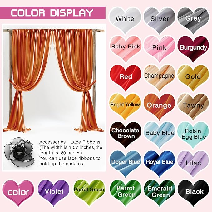 10x10ft Orange Photo Curtains Backdrop Weddings Curtains Orange Wedding Backdrop for Wedding Graduation Birthday Party Photography YUNBSDJ085