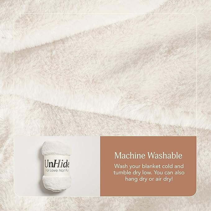UnHide Cuddle Puddle - Faux Fur Blanket - Oversized, Lightweight, Extra Soft Blanket - Machine Washable - Add a Layer of Softness to Any Bed or Couch - 100” x 100” - Snow White