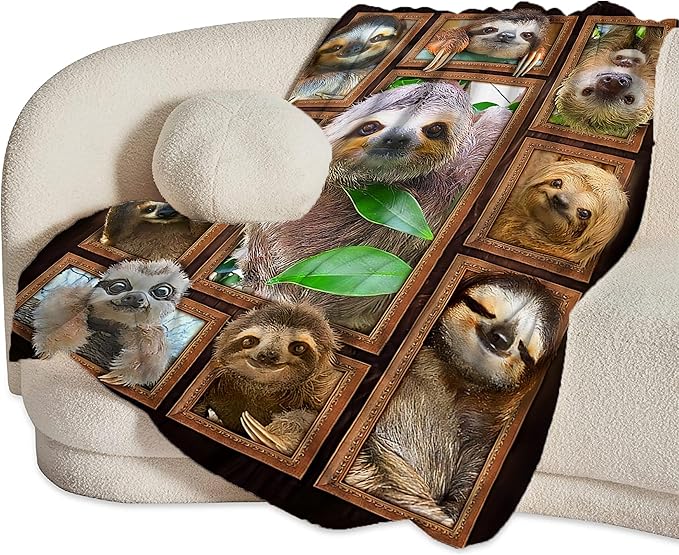 Sloth Throws - Soft Warm Cozy Fleece Blanket for Women, Men, Kids & Adults - 80"x60"
