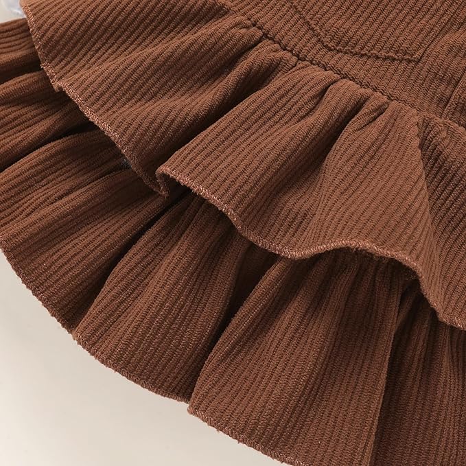 YOUNGER TREE Newborn Baby Girl Fall Winter Outfits Long Sleeve Romper Corduroy Overall Dress Infant Skirt Clothes Sets