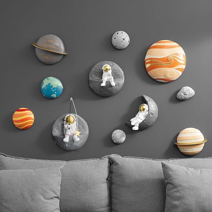 XGZY Astronaut Wall Sculptures - Bedroom decor for boys - 3PCS Set