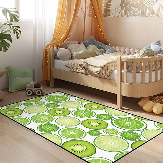 Green Kiwi Fruit Rug for Bedroom Dorm Living Room Chinese Gooseberry Area Rugs Throw Rug Floor Mat Pad Doormat Carpet, 3' x 5'(90 x 160cm)