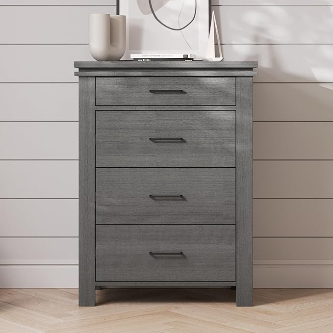 Child Craft Denman Crib, Dresser and Chest Nursery Set, 3-Piece, Includes 4-in-1 Convertible Crib, Dresser and Chest, Grows with Your Baby (Midnight Gray)