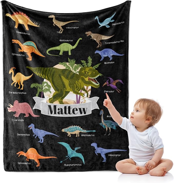 J&SBGFT Personalized Baby Blanket, Custom Name Blanket for Boys & Girls, Toddlers to Kids, Nursery Stroller Crib Decor - 30"x40", Color: Blue