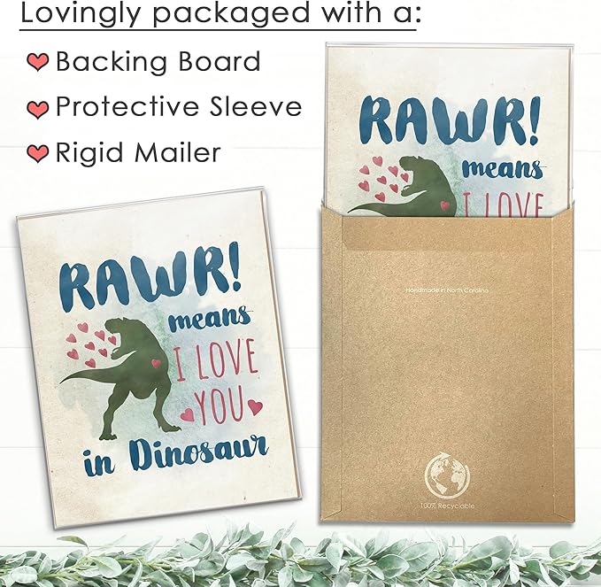 DREAM BIG PRINTABLES RAWR! Means I Love You In Dinosaur Art Print - 11x14 | Charming and Playful Art Print | Perfect for Kids' Rooms, Playrooms, or Nurseries | Unframed Dinosaur-themed Wall Art