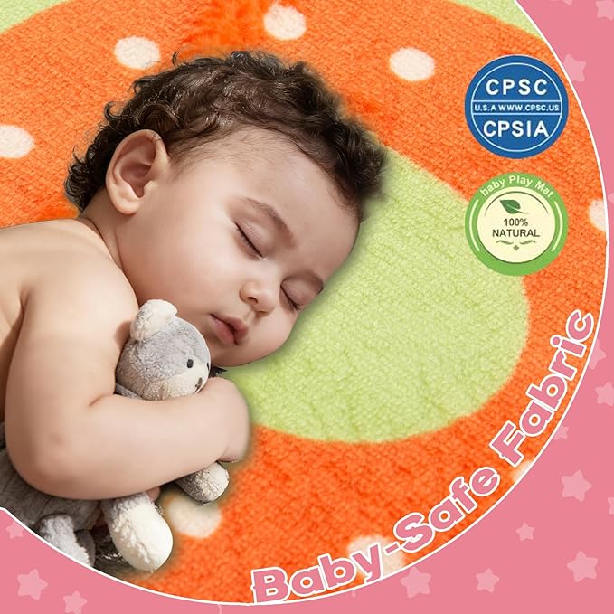 Baby Play Mat for Floor, 50'' x 50'' Thicken Foam Soft Padded Mat for Tummy Time, Playpen Playmat for Toddlers, Water-Repellent Coral Velvet, Non-slip Bottom Safe for Crawling (Animal)