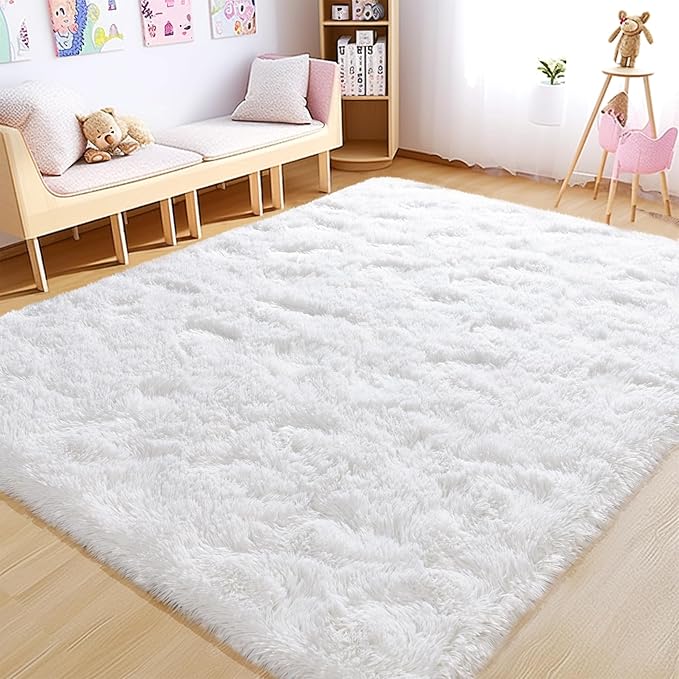 8x10 Carpet Fluffy Rug for Living Room - Large Nursery Thicked Fuzzy Plush Rug for Bedroom 8x10 Area Rugs White