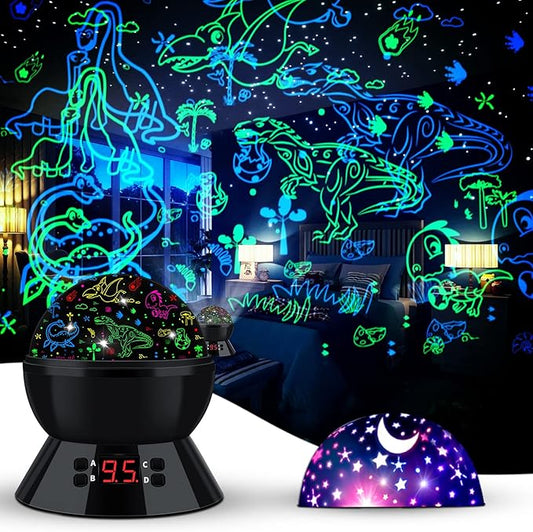 Dinosaur Night Light Projector for Kids Toys for Boys Room, 360 Degree Rotation with 17 Colors Dino Projection Light for Toddler Nightlight Lamp Christmas Gifts Dinosaur Toys for Kids 3-5