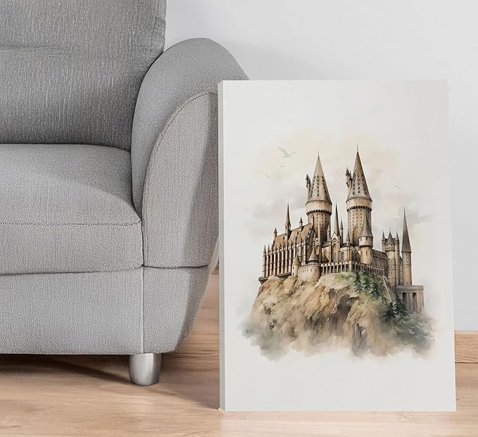 3pcs Magic Nursery Canvas Wall Art Express Train Owl Magic Castle Painting Picture Wall Decor Neutral Watercolor Poster Print Artwork For Kids' Baby Nursery Living Room Decoration Framed