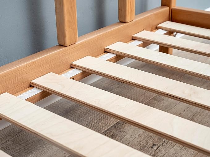 BUSY WOOD Toddler Floor Bed Twin - Montessori Bed for Toddlers - Montessori Floor Bed Toddler - Twin Bed Rails for Toddlers - Scandinavian Bed Frame - Toddler Bed Frame (Model 10 with Legs and Slats)