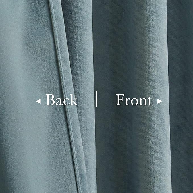 StangH Super Soft Velvet Curtains 96 inches Long Elegant Stone Blue Room Darkening Noise Reducing Doorway Dividers Back Tab Privacy Drapes for Boys Bedroom/Laundry, W42 x L96, 2 Panels