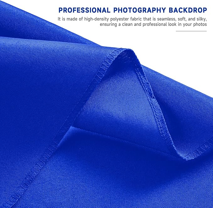 YSKE-Y1 10x10ft Blue Photo Backdrop, Seamless Fabric Background Photography Backdrop Curtain Screen for Photoshoot Video Studio Party