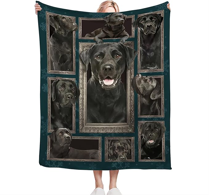 Labrador Retriever Dog Blanket - Cute Throw for Girls, Women, Kids, Adults - Soft Warm Cozy Fleece for Couch, Sofa, Bed - 80"x60" - Gifts and Decor