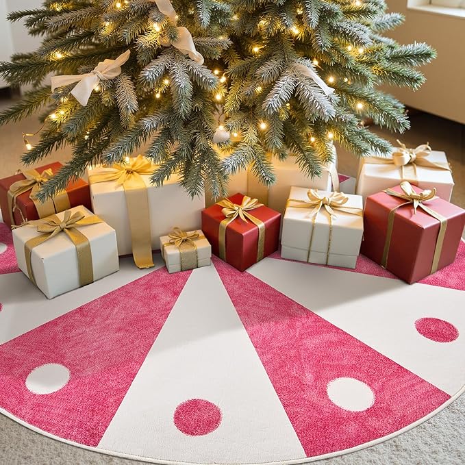 jinchan 5ft Round Rug Hot Pink Washable Fun Cute Playroom Mat Non Slip Cheerful Circle Cool Rug Soft Cozy Low-Profile Playful Carousel Throw Carpet for Kids Gift Teens Dorm Entryway Bedroom