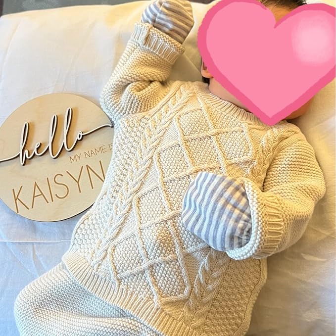 NAZENTI Personalized Baby Name Announcement Wooden Signs, Custom Hello My Name Is Name Sign For Hospital, Welcome Sign For Decor, Gifts For Baby Girl Or Boy Shower, Baby's Arrival Gifts