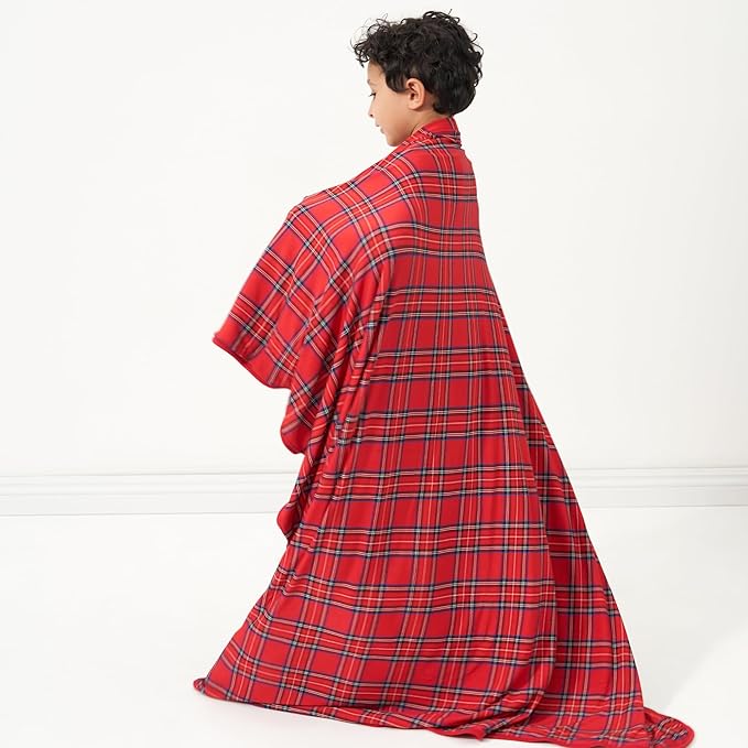Little Sleepies Christmas Blanket, Soft Viscose from Bamboo Christmas Throw Blanket for Baby Boys & Girls, Lightweight, 50" x 50", Large (Holiday Plaid)