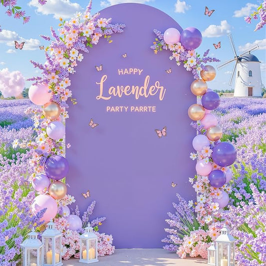 Lavender Arch Cover 6FT Spandex Fitted Wedding Arch Stand Covers Round Top Chiara Arch Covers Stretchy Backdrop Cover for Birthday Party Ceremony Banquet Decoration