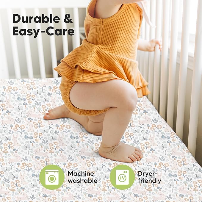 KeaBabies 2-Pack Baby Crib Sheets for Boys, Girls - 52x28 Viscose Derived from Bamboo Toddler Bed Sheets Neutral, Fitted Crib Mattress Cover for Standard Baby Bedding, Soft & Cozy (Prairie)
