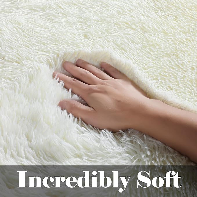 ONASAR Cream White 6x9 Area Rugs for Living Room Bedroom, Washable Large Fluffy Bedside Throw Rug, Soft Plush Shaggy Fuzzy Floor Carpet for Nursery Kids Girls Boys Teen Dorm Home Decor Aesthetic