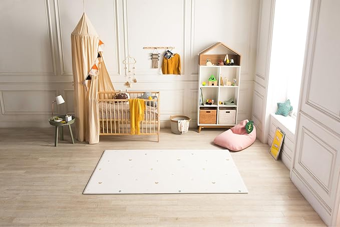 Ultra-Cushioned Premium Baby Play Mat - Coco Bear + Woven Sisal - Made in Korea - Tummy Time Mat with Superior Shock Absorption, Non-Toxic Baby Floor Mats, Water Resistant, Reversible - 75"x51"
