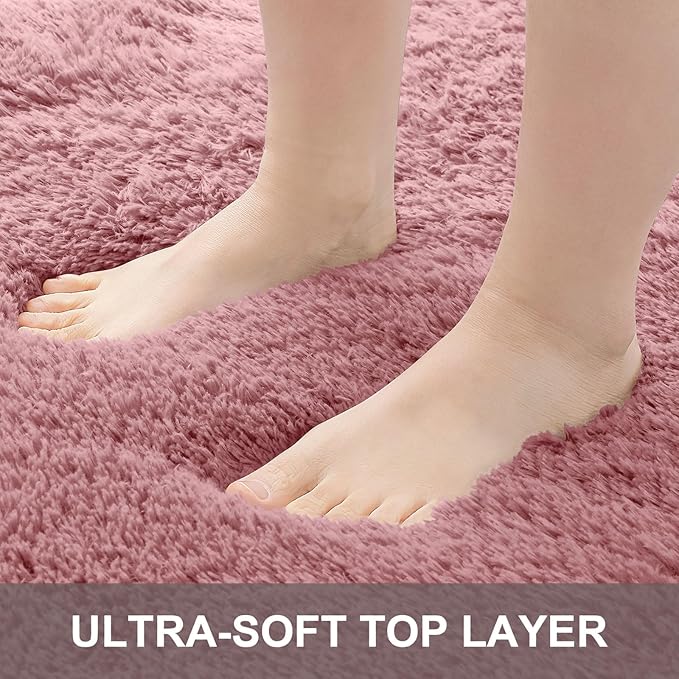 OLANLY 2x4 Machine Washable Runner Rugs for Hallway, Soft Fluffy Shaggy Bedside Rugs for Bedroom, Living Room, Indoor Floor Carpet for Kids Girls Boys, Nursery Rooms, Home Decor Aesthetic, Pale Pink
