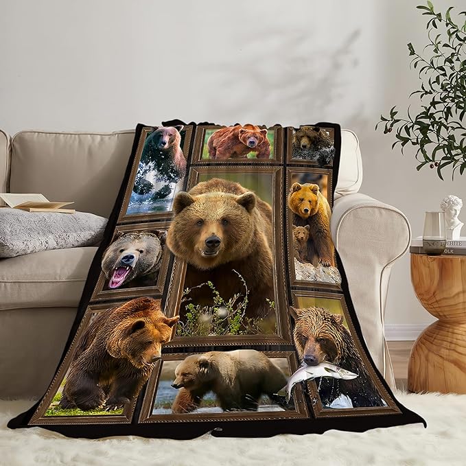 Jerkboo Bear Blanket Throws - Soft Warm Cozy Fleece Blanket for Girls, Women, Kids & Adults - 50"x40"