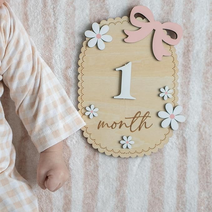 Baby Monthly Milestone Sign,1-12 Monthly Baby Milestone, Month Milestone Baby Girl, Baby Months Milestone, Newborn Photography Props Double-Sided (B13)