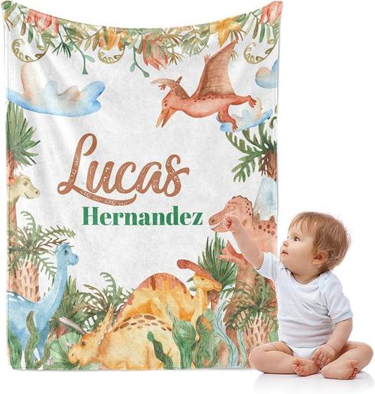 J&SBGFT Custom Baby Blanket for Boys, Name Personalized, Receiving Blanket for Toddlers & Kids, Nursery Stroller Crib Decor Throw, 30"x40", Color:5