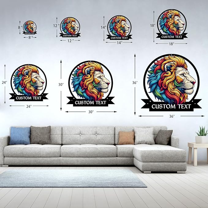 Metal Signs Customized, Lion Wall Decor for Living Room/Bedroom/Office, Personalized Birthday/Christmas/New Home Gift for Nature Lover/Brother