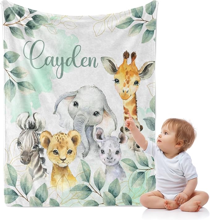 J&SBGFT Personalized Baby Blanket for Boys,Customized Name Blanket with Name, Receiving Blankets for Toddlers Kids Nursery Stroller Crib Decor Throw, 30x40, Color19