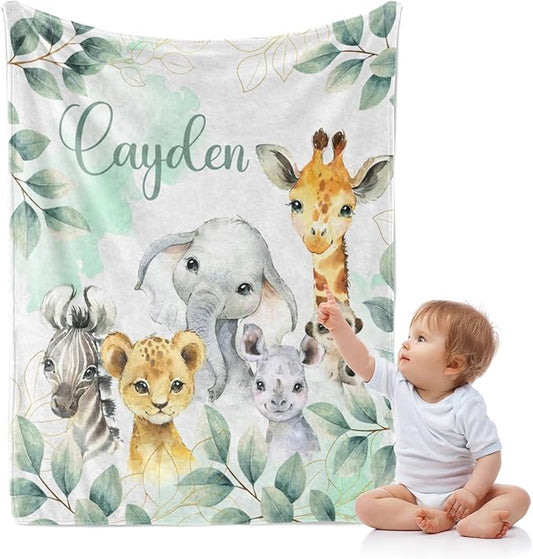 J&SBGFT Personalized Baby Blanket for Boys,Customized Name Blanket with Name, Receiving Blankets for Toddlers Kids Nursery Stroller Crib Decor Throw, 30x40, Color19