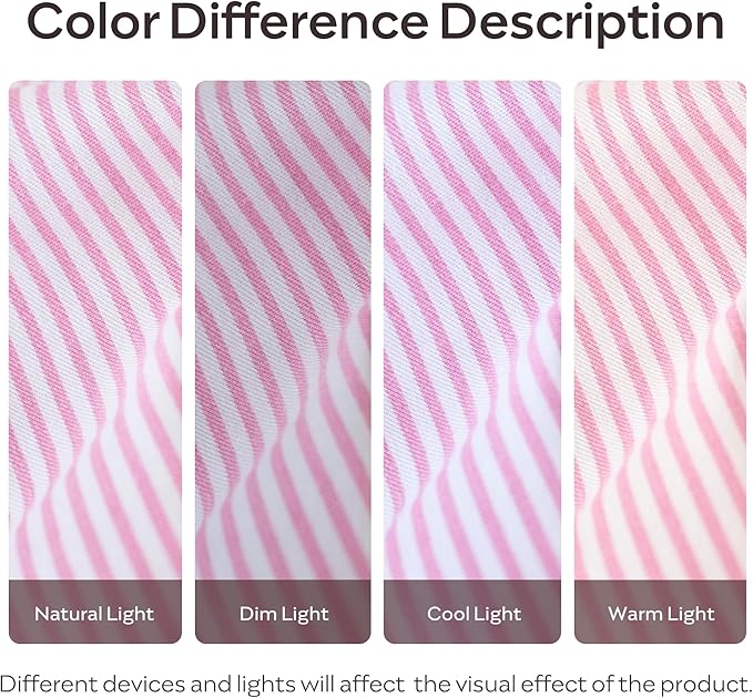 JELLYMONI 100% Natural Cotton 3pcs Striped Duvet Cover Sets,White with Pink Stripes Pattern Printed Comforter Cover,with Zipper Closure & Corner Ties(Queen Size)