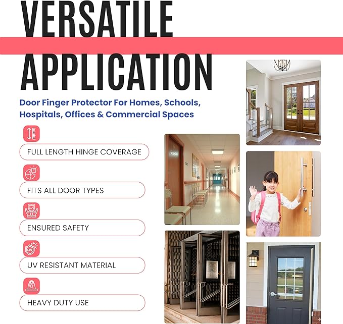 Commercial Door Finger Pinch Guard | Premium Pull-Side Door Hinge Stopper | Finger Pinch Door Guard for Kids and Adults Saftey | Baby Finger Pinch Protector for Doors -(Gray, 84")