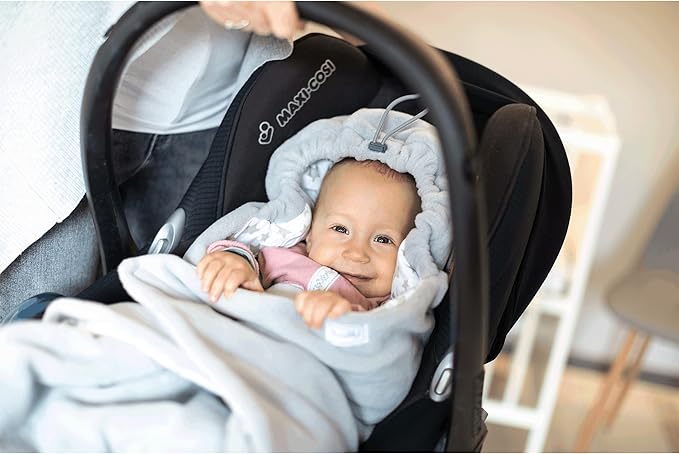 Car Seat Blankets for Babies Winter - Stroller Footmuff Carseat Cover Baby 5 Point Harness - Swaddle Bunting Bag (Flower Beige)
