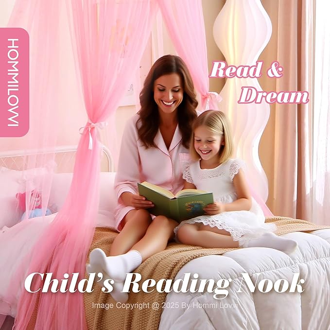 Pink Bed Canopy for Girls with Stars Lights, Princess Canopy Bed Curtains for Twin, Full, Queen Size Bed Hanging Canopy for Girls Room Decor, Kids Sheer Canopy Curtain