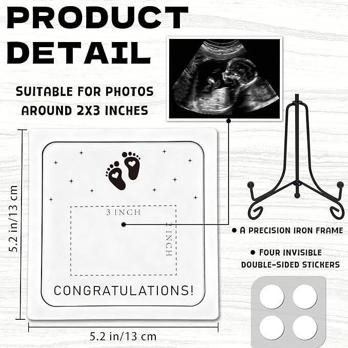 Pregnancy Announcement Ultrasound Picture Frame, Pairs Well with Becoming Grandparent Congratulations Wooden Surprise Box, Baby Announcement Ideas - Pregnancy Reveal Gifts to Grandparents