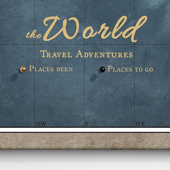 Canvas World Map with Cork Pin Board - English Lettering - Decorative Wall Decoration for All Rooms - Canvas Pictures with World Map Motif (120x80 cm, Pattern 13)