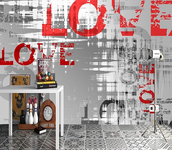 XMPMBM-Graffiti Art backsplash Large Decorative Wallpaper Colorful Alphabet Bedroom Bathroom Wall Mural- W 88" X H 59"（36 Square Foot）