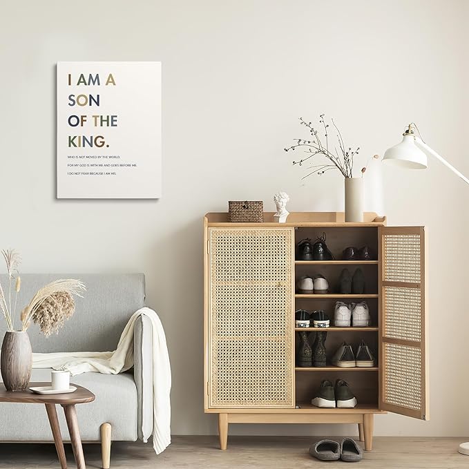 XWELLDAN Christian Religious Bible Verse I am a Son of the King Boy Nursery Wall Art Canvas Prints,Inspirational Quote Scripture Wall Art Decor for Boys Room Bedroom Nursery, 11 x 14 Inch, Framed