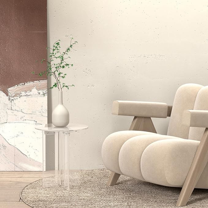 Acrylic Small Coffee Table, Round Accent End Table, Minimalist Bedside Nightstand, Side Tables Living Room, Bedroom Office Indoor Home Decor, Transparent Brown